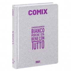Diario Comix Mignon 16 mesi Argento con scritta Fucsia