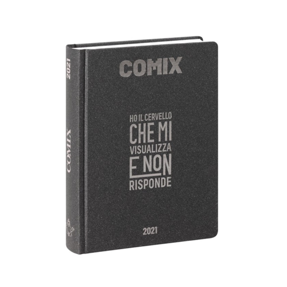 Diario Comix Mignon 16 mesi Grigio Scuro con scritta Oro