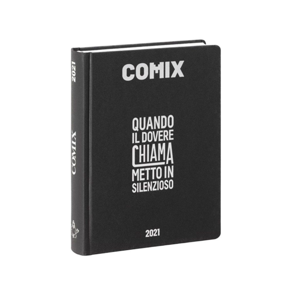 Diario Comix Standardl 16 mesi Nero con scritta Argento
